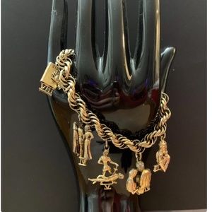 Vintage Signed Coro Bracelet Religious Charms